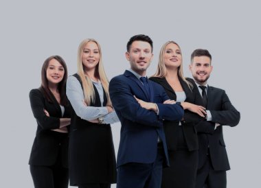 Beyaz arka plan üzerinde izole başarılı busines takım