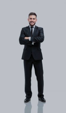 yakışıklı işadamı izole üzerinde beyaz arka plan ayakta