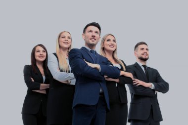 Takım başarılı ve kendine güvenen insan üzerinde beyaz bir backgr poz