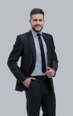 yakışıklı işadamı izole üzerinde beyaz arka plan ayakta