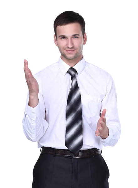 Primer plano. un exitoso hombre de negocios aplaudiendo — Foto de Stock