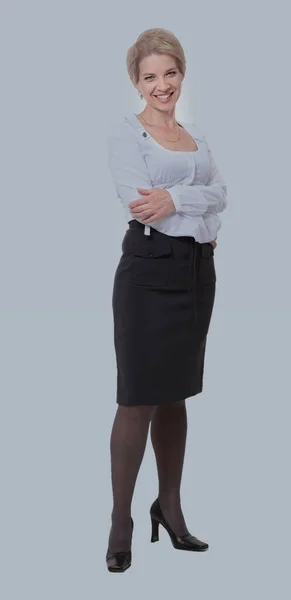 젊은 행복 비즈니스 여자, 흰색 절연 — 스톡 사진