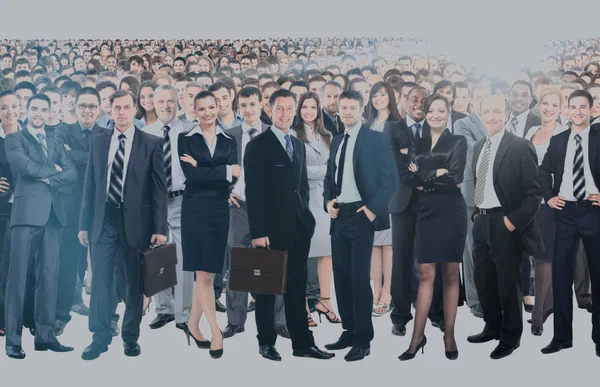 Nagy csoport ember teljes hosszúságú elszigetelt fehér — Stock Fotó