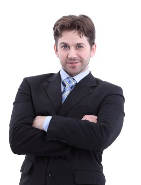 Beyaz arka plan üzerinde izole iş adamı portresi.