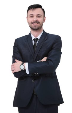 Takım elbiseli kendinden emin bir iş adamının portresi.