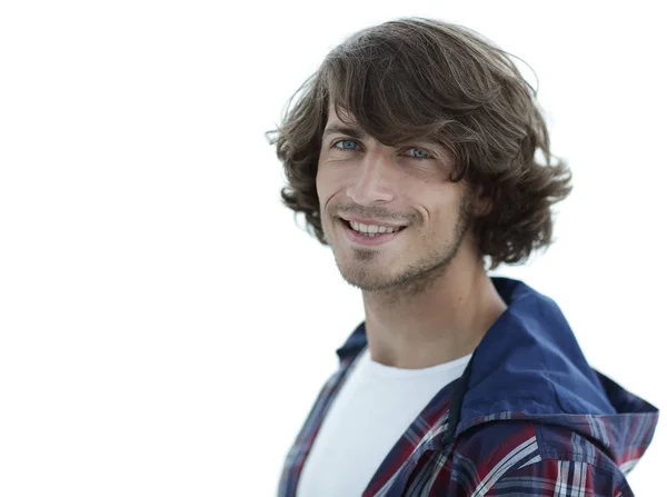 Portrait. stylish guy in a plaid shirt. close-up. — Stock Photo, Image