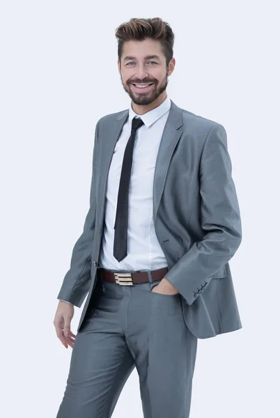 Retrato de meio comprimento de um homem de negócios com as mãos nos bolsos — Fotografia de Stock