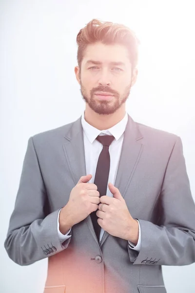 Retrato de um homem de negócios bonito sorridente sobre backgrou branco — Fotografia de Stock