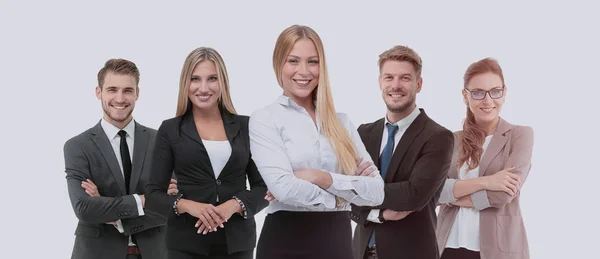 Grupo de empresários sorridentes. Isolado sobre fundo branco — Fotografia de Stock