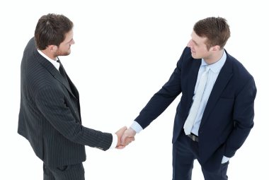 tam growth.handshake, iş ortakları, beyaz arka plan üzerinde izole.
