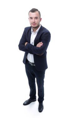 tam büyüme. Kameraya bakarak emin iş adamı