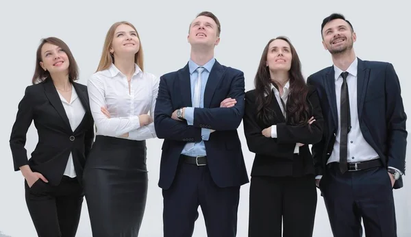 Equipo empresarial exitoso mirando hacia arriba — Foto de Stock