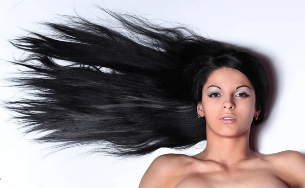 bir kadın yüzü closeup. siyah izole.