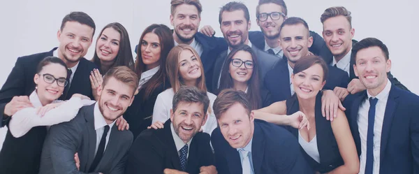 Portrait of smiling business people against white background — Stock Photo, Image