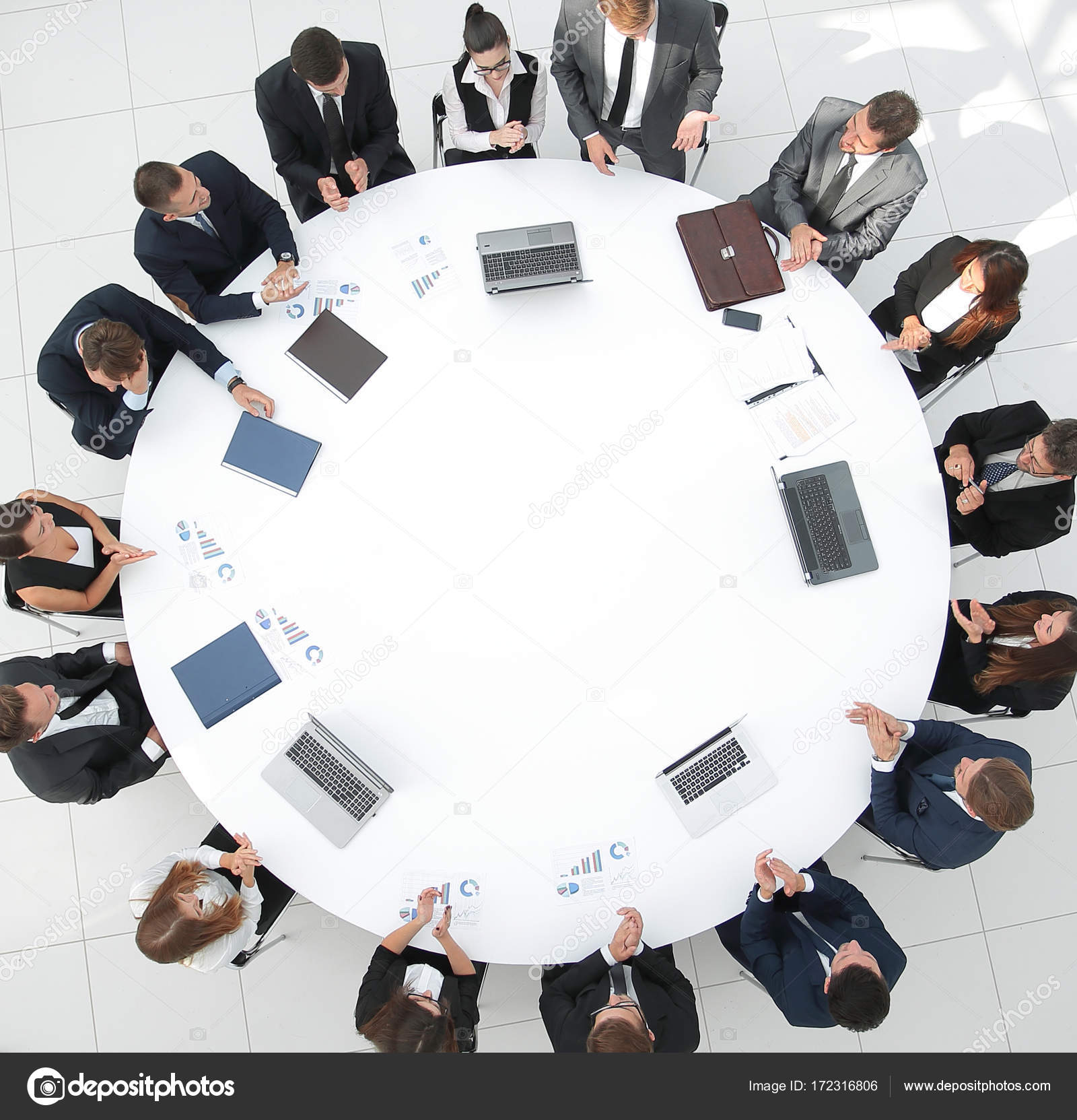 View from the top.meeting business partners for round ...