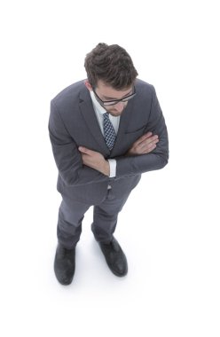 Ciddi bir işadamı portresi. Yukarıdan görüntülemek