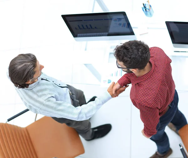 View from the top. handshake of business people — Stock Photo, Image