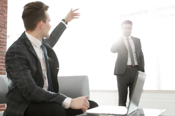 business concept.businessman pointing to the screen