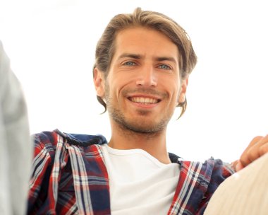 başarılı modern adam. Fotoğraf arka planda