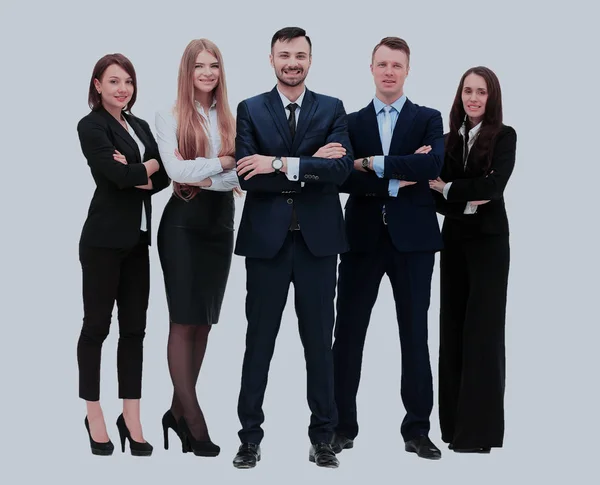 Equipe de negócios feliz sorrindo - isolado sobre um fundo branco — Fotografia de Stock