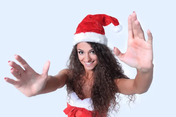 Kerstmis jongedame Toon witte achtergrond — Stockfoto