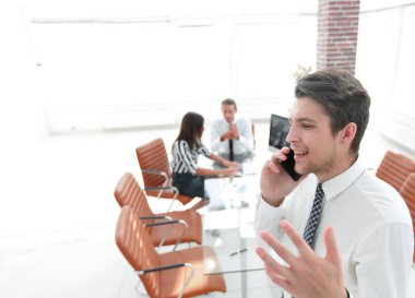 Smartphone'da söz closeup.businessman