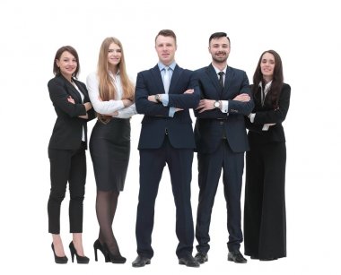 Tamamen büyümüş bir portre. Genç iş adamlarından oluşan takım