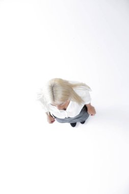 Görünüm from.successful bir iş kadını. tam büyüme içinde fotoğraf.