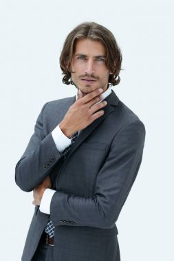 yakışıklı işadamı hakkında bir şey düşünüyor