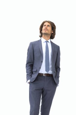 Beyaz arka plana bakan zarif insanlar.