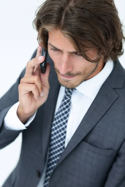 Bekijk above zakenman praten op een mobiele telefoon — Stockfoto