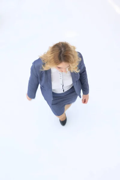 Vista de cima. mulher de negócios dando um passo em frente  . — Fotografia de Stock