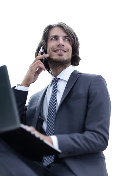 Closeup.successful üzletember beszél a telefonon — Stock Fotó