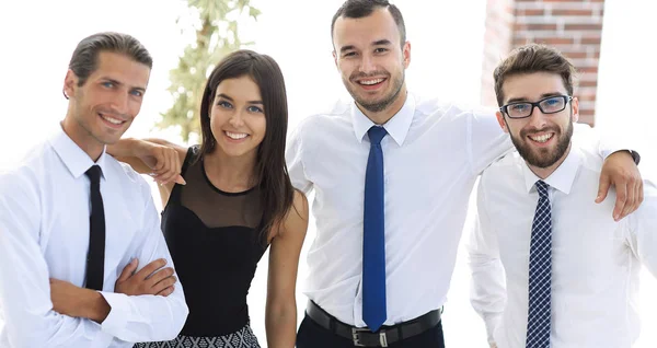 Närbild porträtt av vänliga business-team — Stockfoto