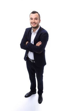 tam büyüme. Kameraya bakarak emin iş adamı