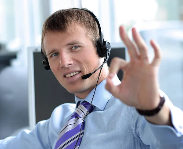 Young project manager participating in online meeting. — Stock Photo, Image