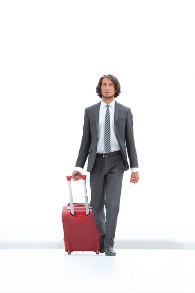 Confident businessman with Luggage. — Stock Photo, Image