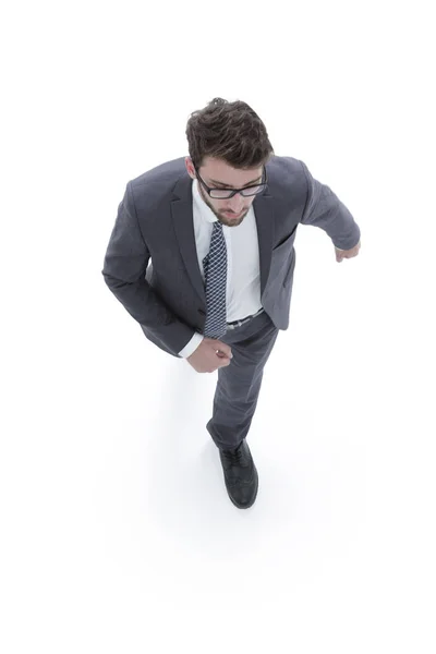 Confident businessman goes forward. view from above — Stock Photo, Image