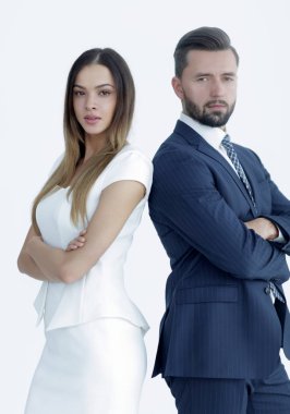 İş adamları karşı beyaz adam arkaya portresi