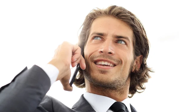 Hombre de negocios exitoso hablando en un teléfono inteligente —  Fotos de Stock