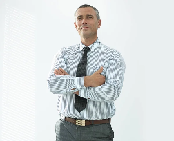 Closeup portrait of confident businessman in shirt and tie — Stock Photo, Image