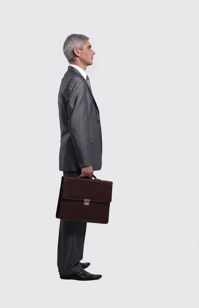 Lado view.confident hombre de negocios con maletín . —  Fotos de Stock