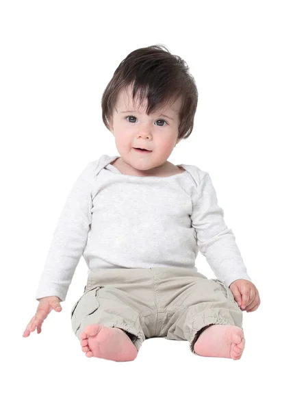 Χαριτωμένο μικρό μωρό αγόρι, που απομονώνονται σε λευκό — Φωτογραφία Αρχείου