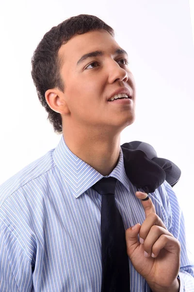 Closeup.young businessman looks ahead — Stock Photo, Image