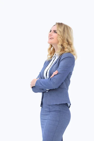 Happy business woman looking on copy space — Stock Photo, Image