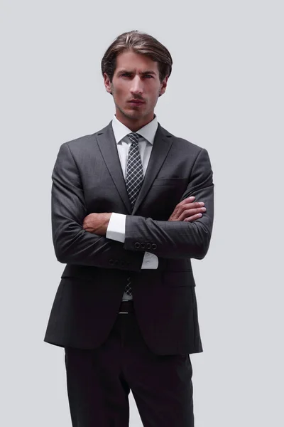 Uomo d'affari premuroso aggiustando la cravatta . — Foto Stock