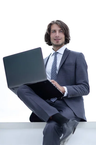 Closeup.successful zakenman werken op een laptop — Stockfoto