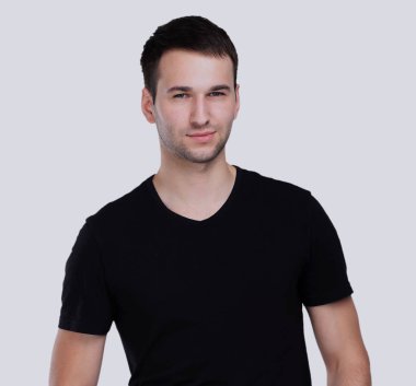 Yakışıklı adam beyaz bir arka plan üzerinde izole