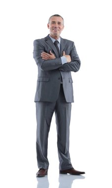 tam büyüme portre. başarılı gülümseyen iş adamı.