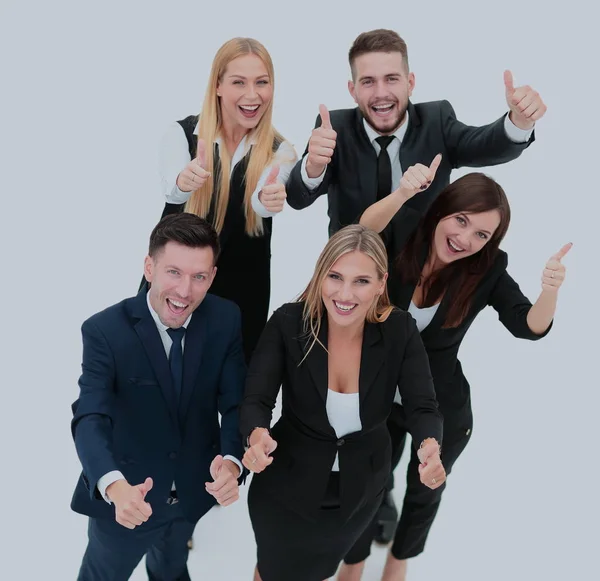 Successful business people looking happy and confident. Showing — Stock Photo, Image